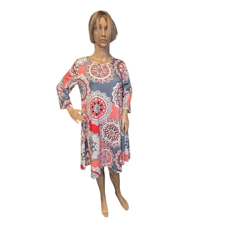Women's Casual Floral Print - Pink/Gray Dress Size M